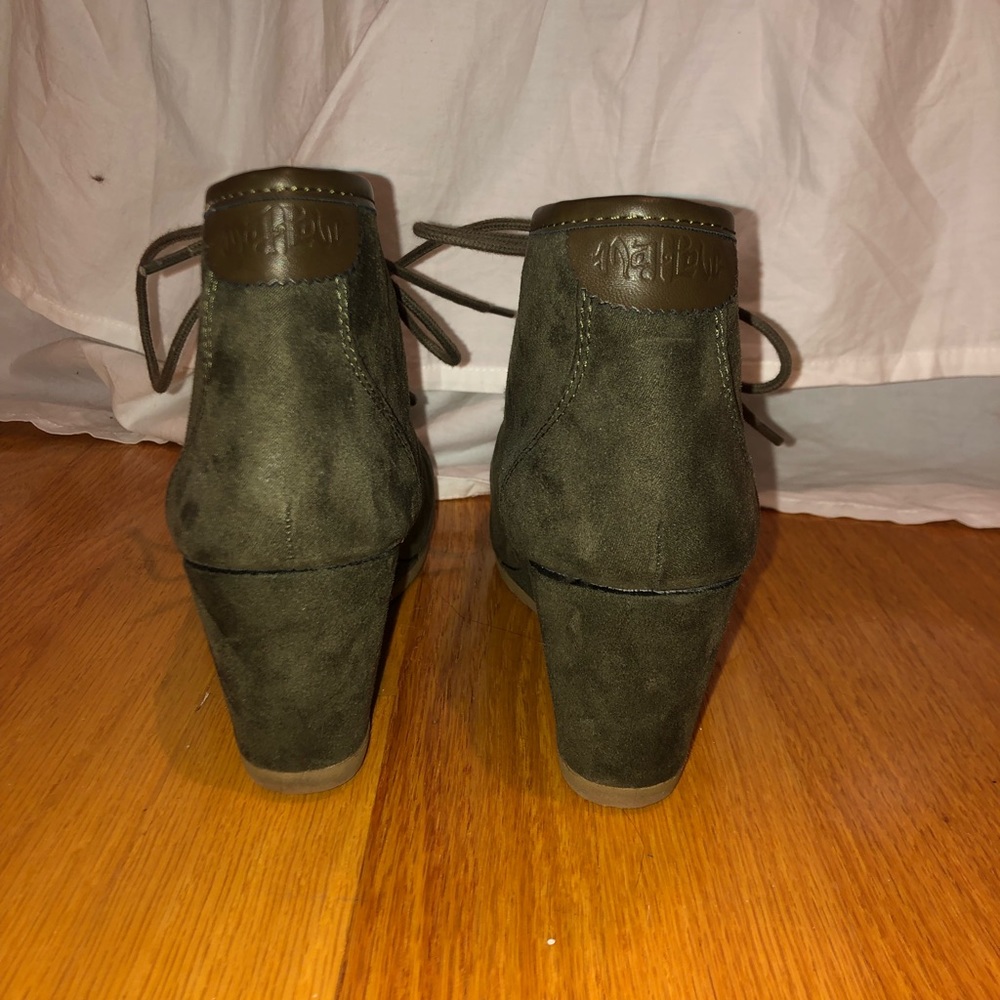 Green suede booties